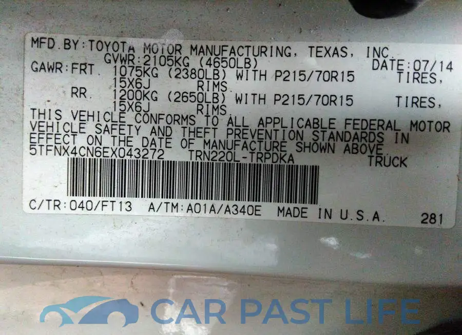5TFNX4CN6EX043272# 9