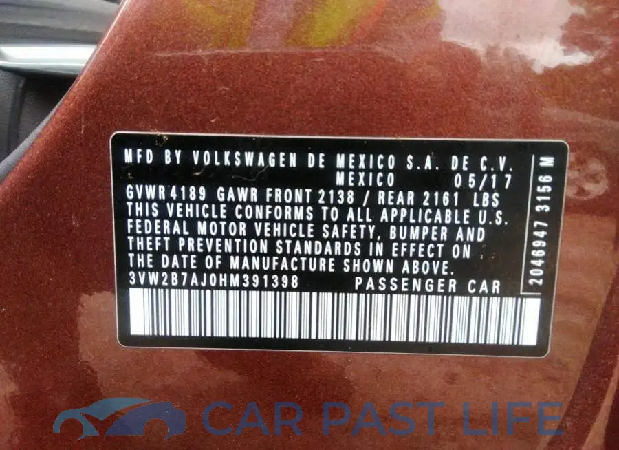 3VW2B7AJ0HM391398# 9