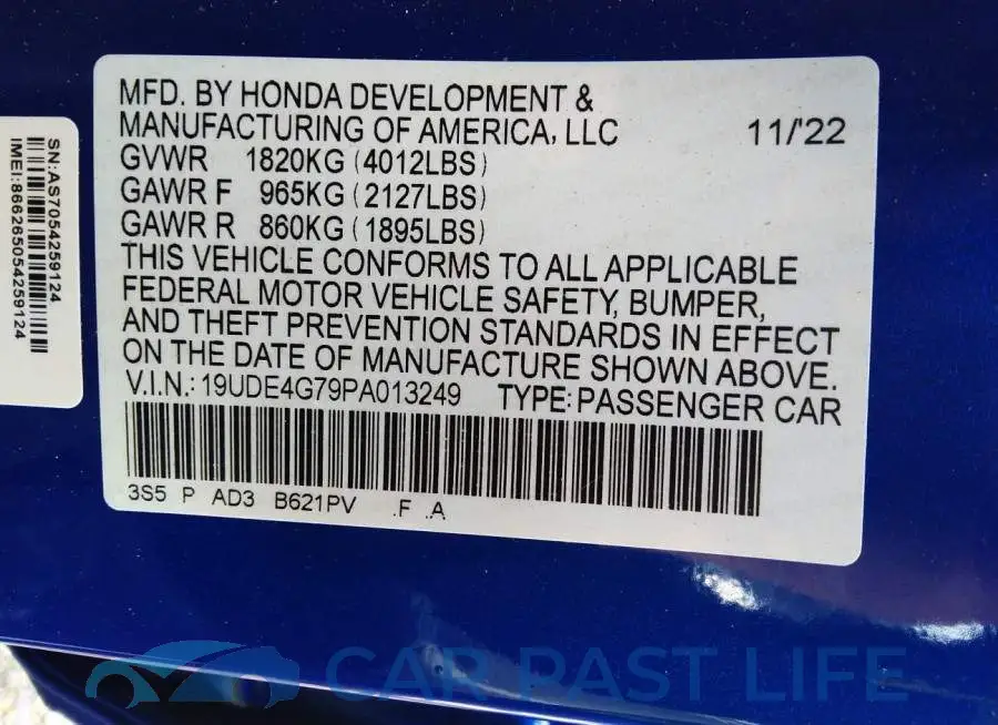 19UDE4G79PA013249# 9