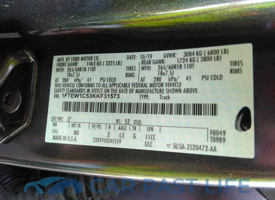 1FTEW1C53KKF31573# 9