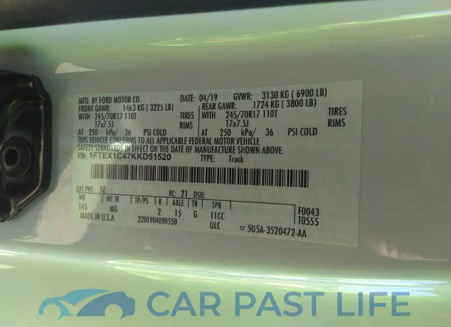 1FTEX1C47KKD51520# 9