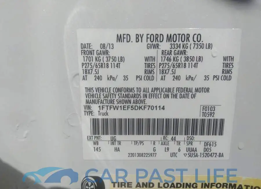1FTFW1EF5DKF70114# 9