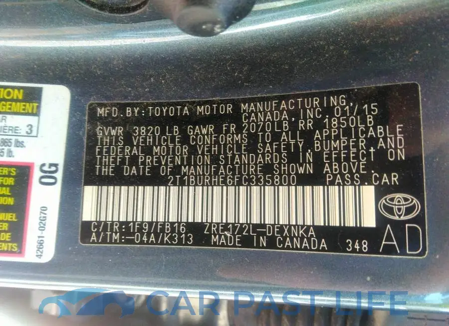 2T1BURHE6FC335800# 9