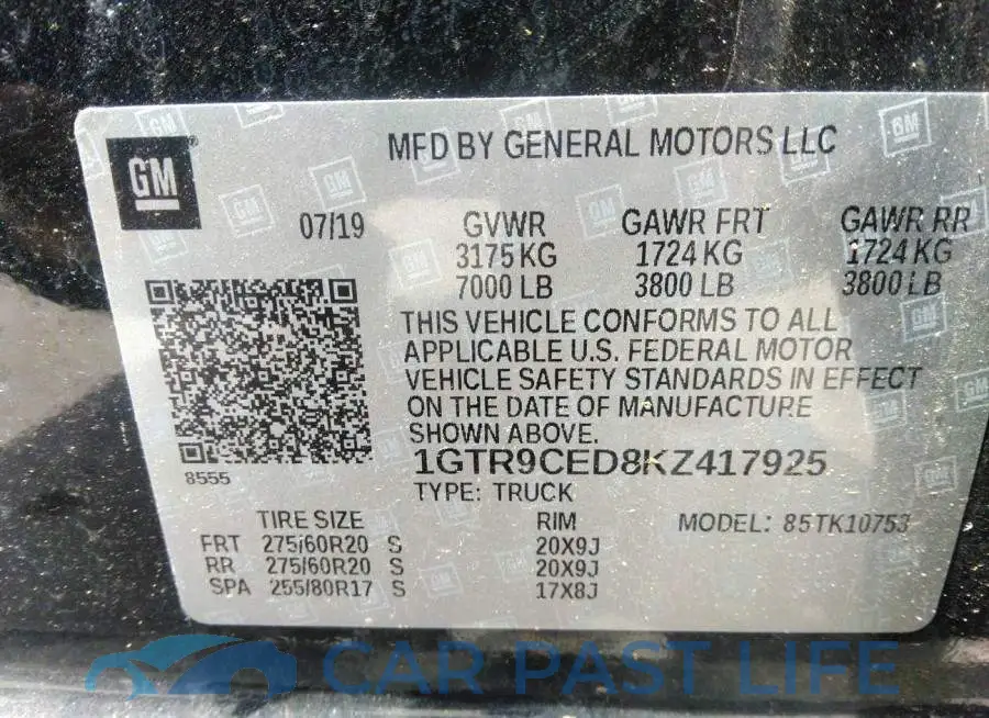 1GTR9CED8KZ417925# 9