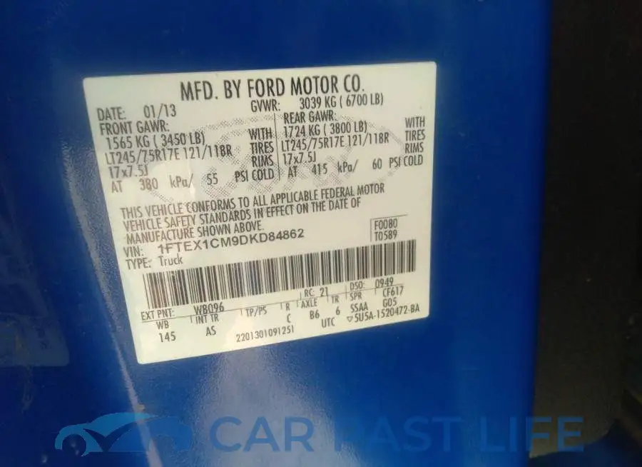 1FTEX1CM9DKD84862# 9