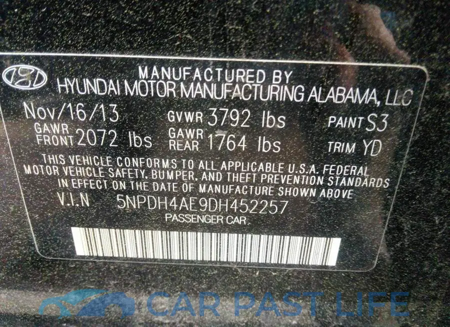 5NPDH4AE9DH452257# 9