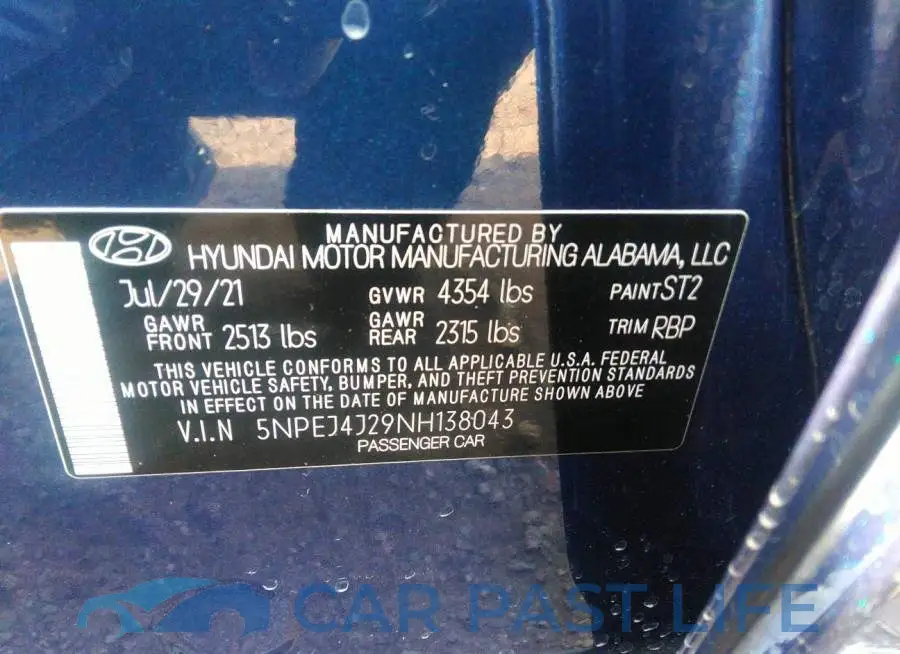5NPEJ4J29NH138043# 9
