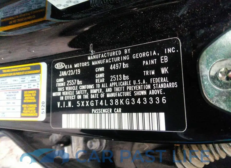 5XXGT4L38KG343336# 9