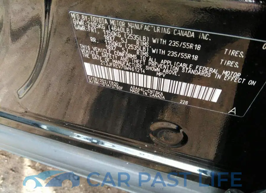 2T3JFREV7GW461214# 9