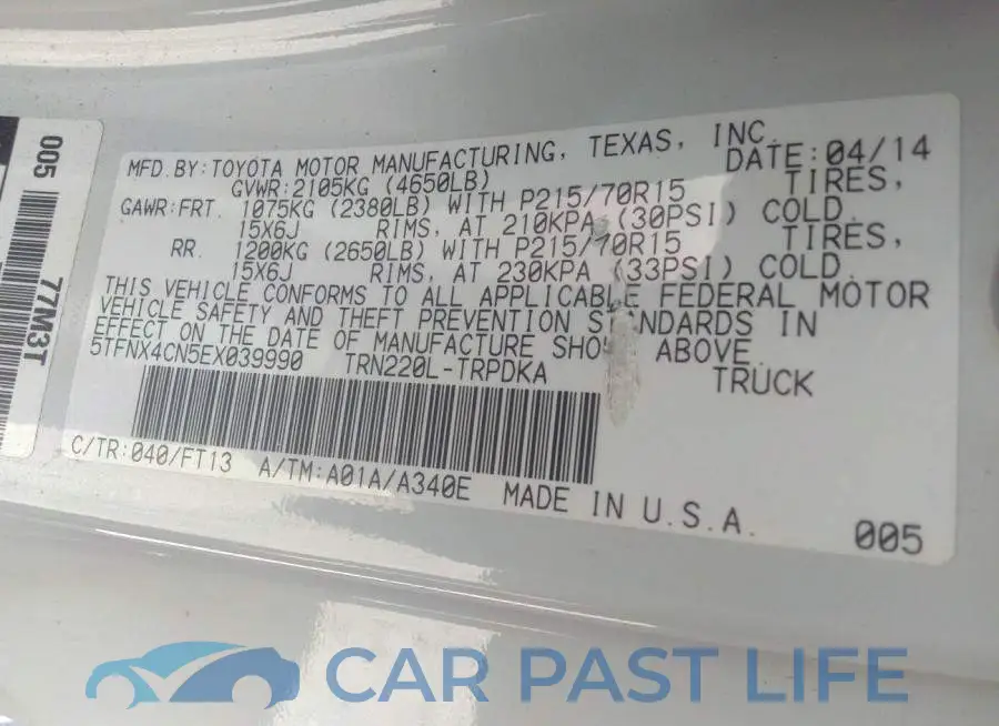 5TFNX4CN5EX039990# 9