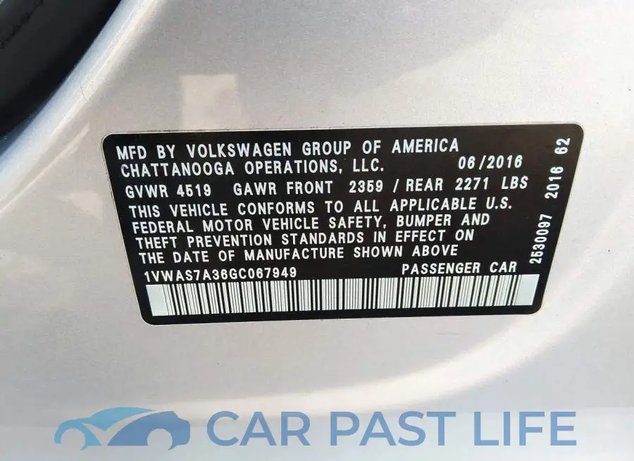 1VWAS7A36GC067949# 9