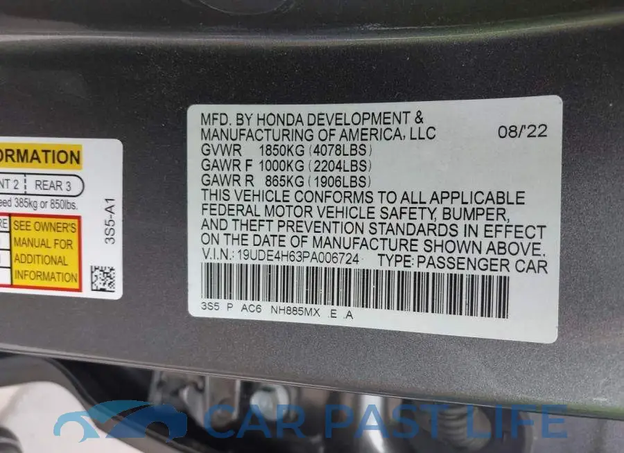 19UDE4H63PA006724# 9