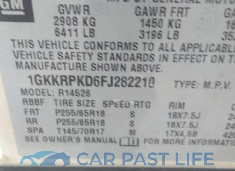 1GKKRPKD6FJ282210# 9