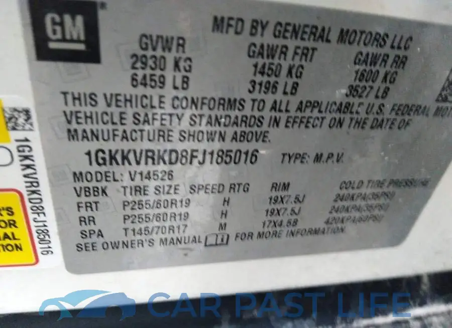 1GKKVRKD8FJ185016# 9