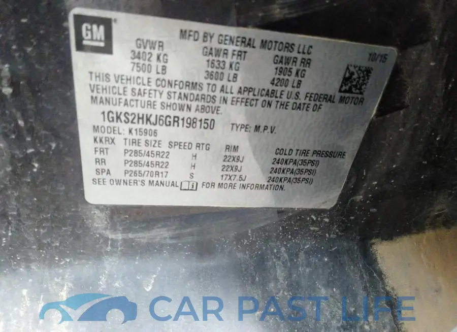 1GKS2HKJ6GR198150# 9