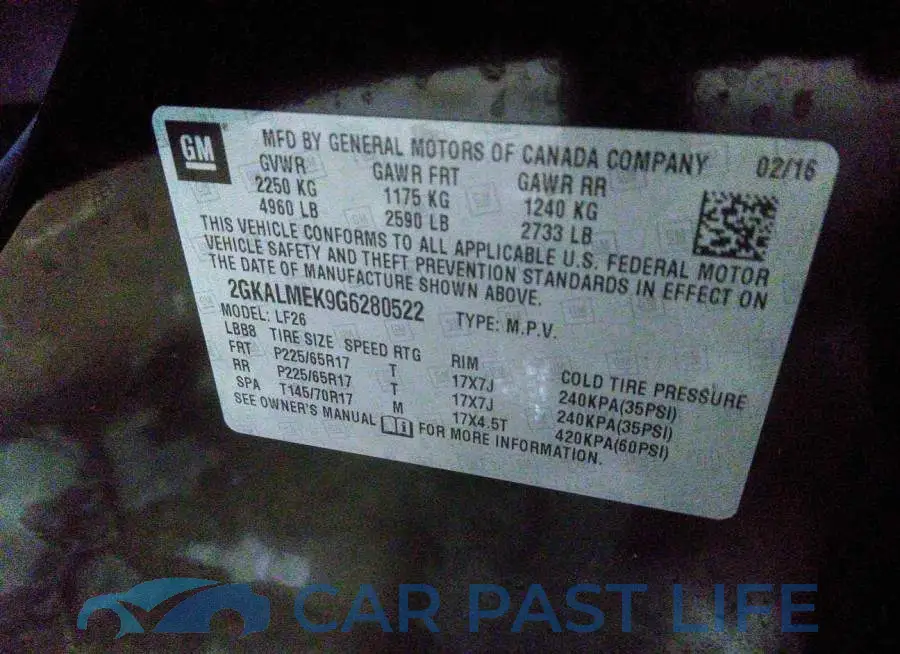 2GKALMEK9G6280522# 9