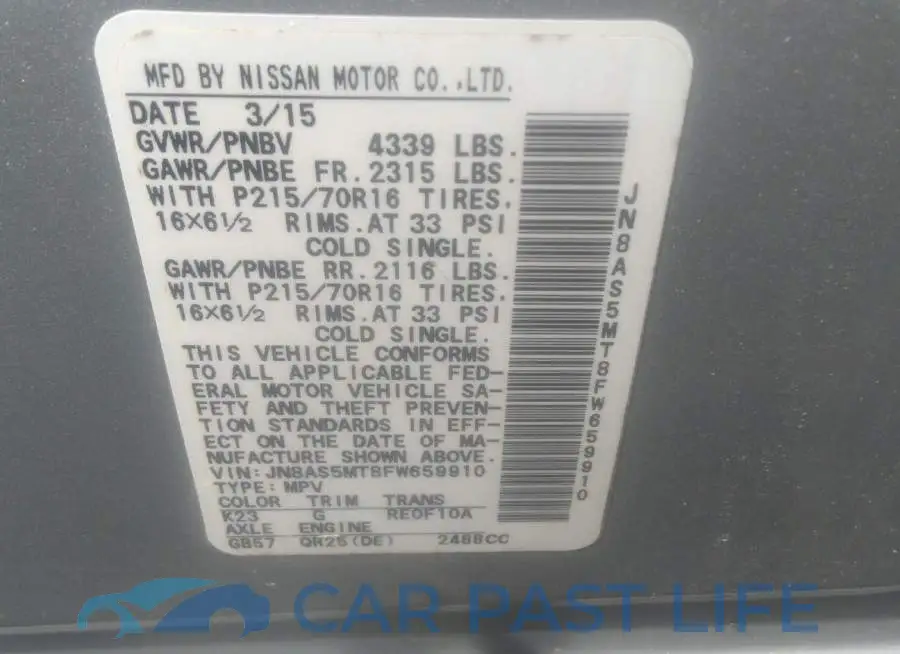 JN8AS5MT8FW659910# 9