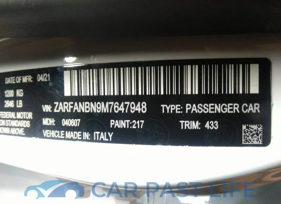 ZARFANBN9M7647948# 9