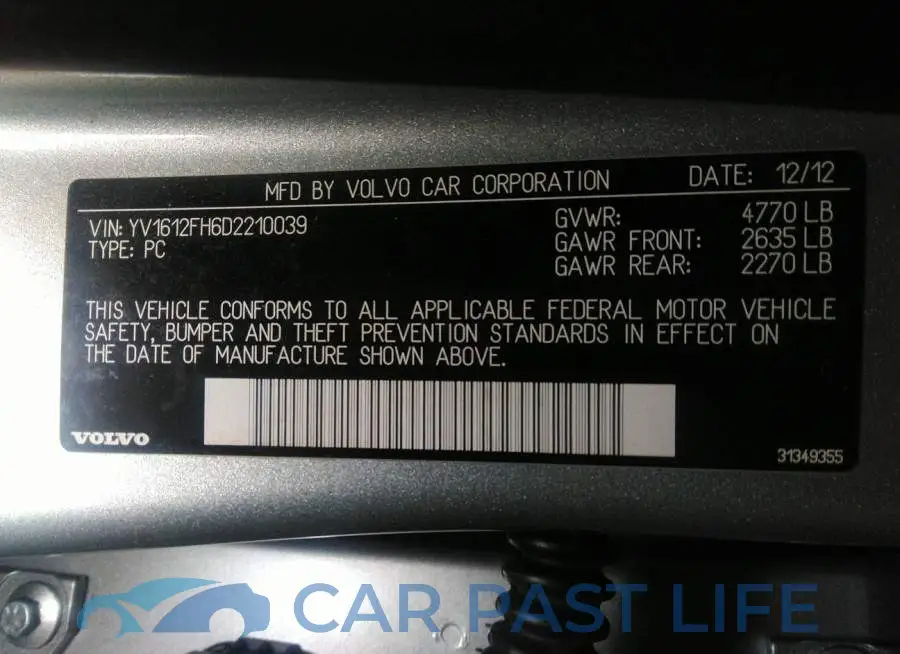 YV1612FH6D2210039# 9
