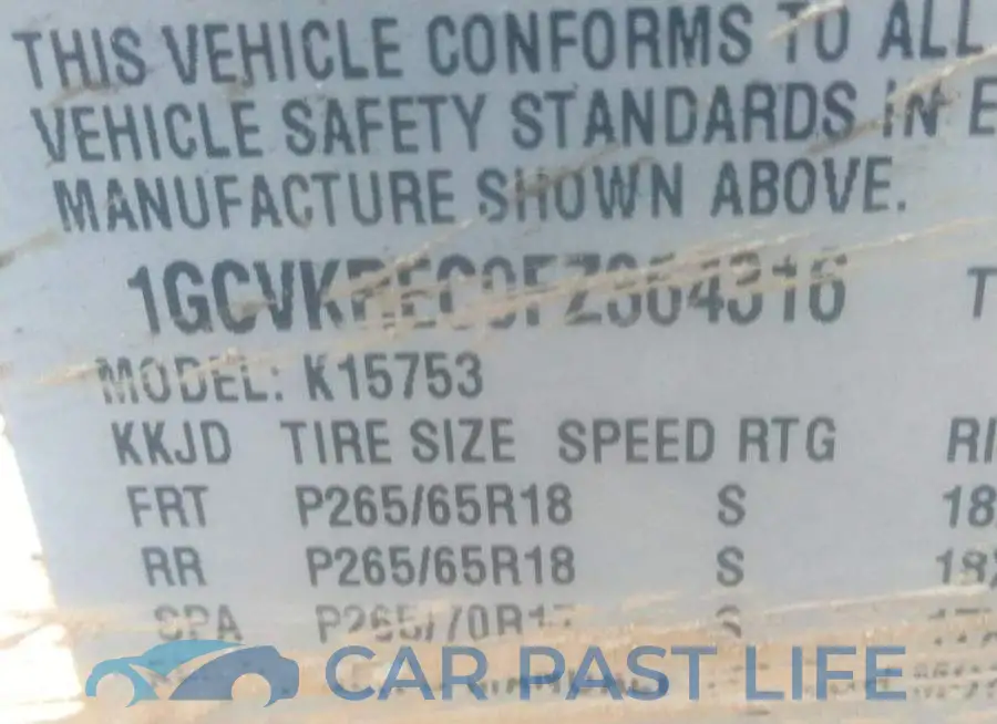 1GCVKREC9FZ364316# 9
