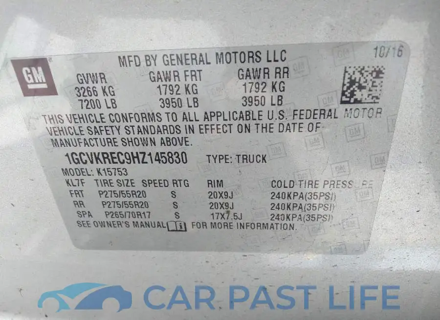 1GCVKREC9HZ145830# 9