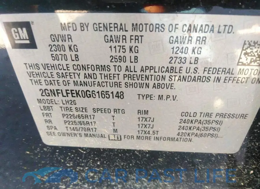 2GNFLFEK0G6165148# 9