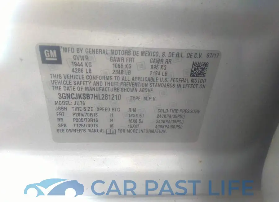 3GNCJKSB7HL281210# 9