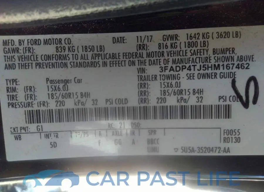 3FADP4TJ5HM167462# 9