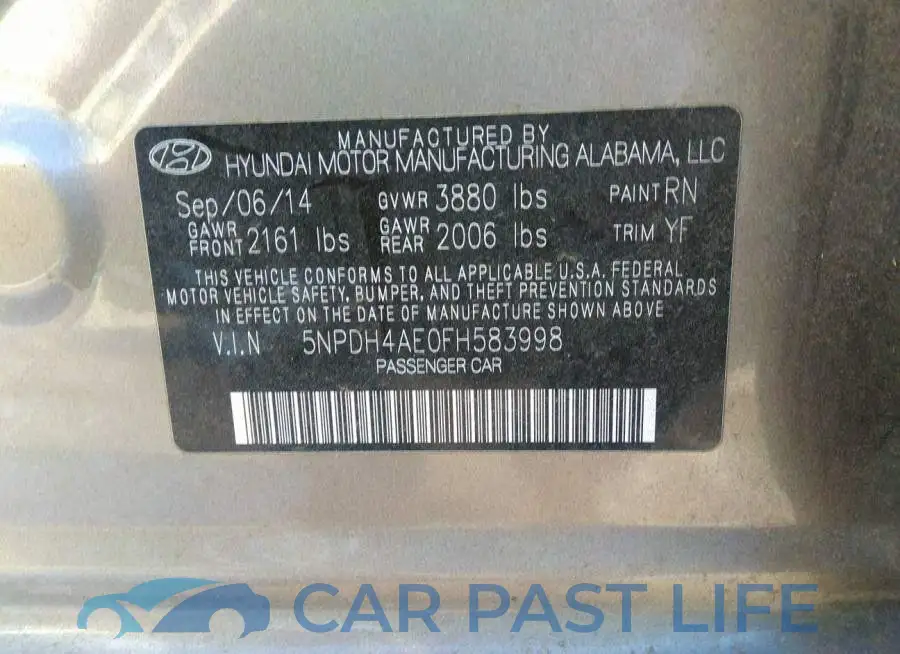 5NPDH4AE0FH583998# 9
