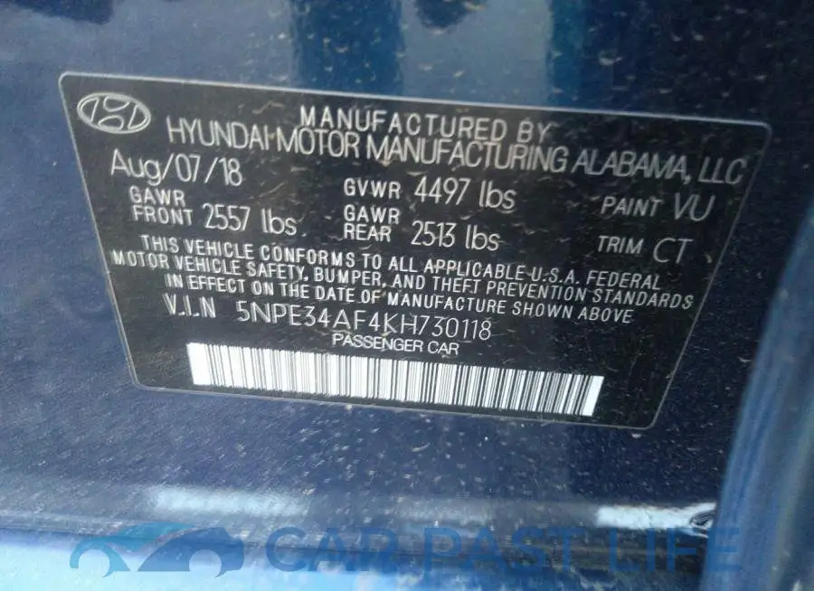 5NPE34AF4KH730118# 9