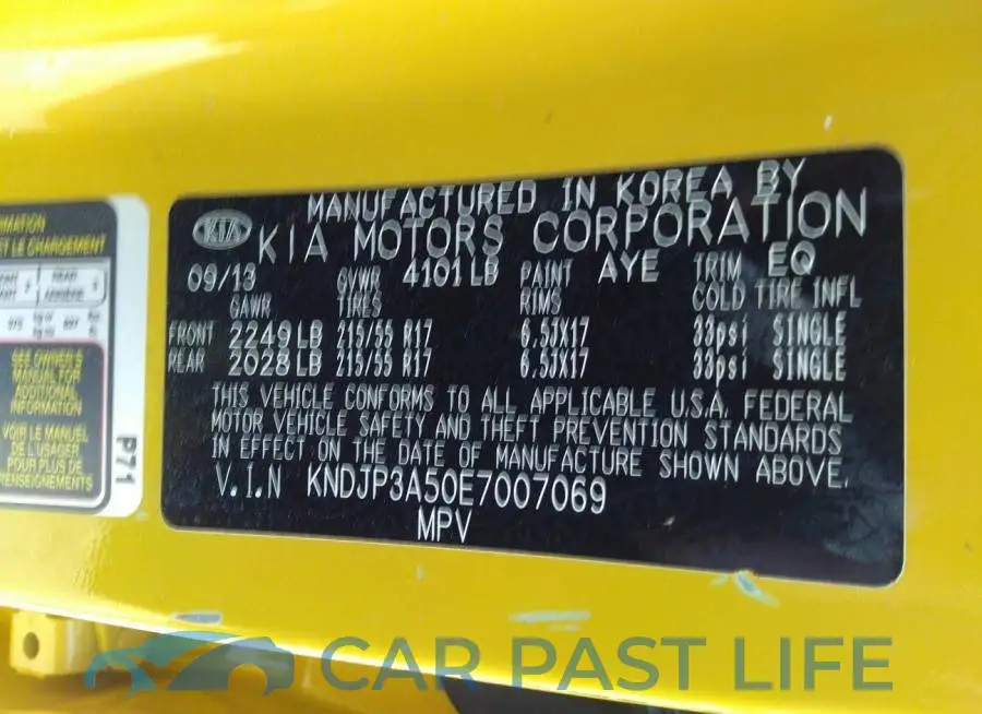 KNDJP3A50E7007069# 9