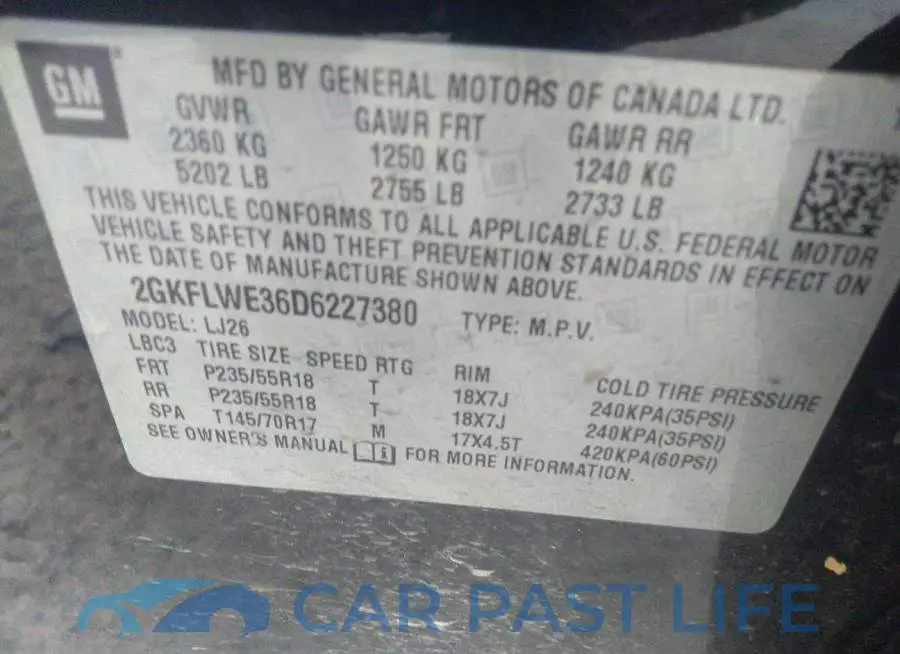 2GKFLWE36D6227380# 9