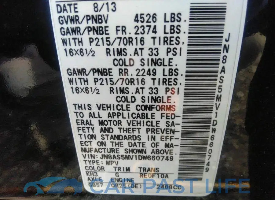 JN8AS5MV1DW660749# 9