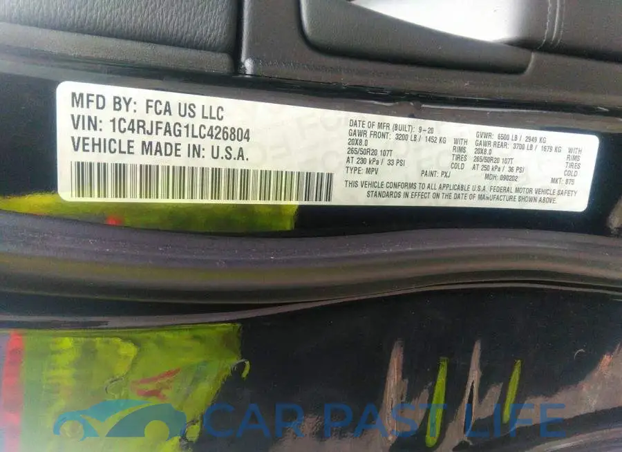 1C4RJFAG1LC426804# 9