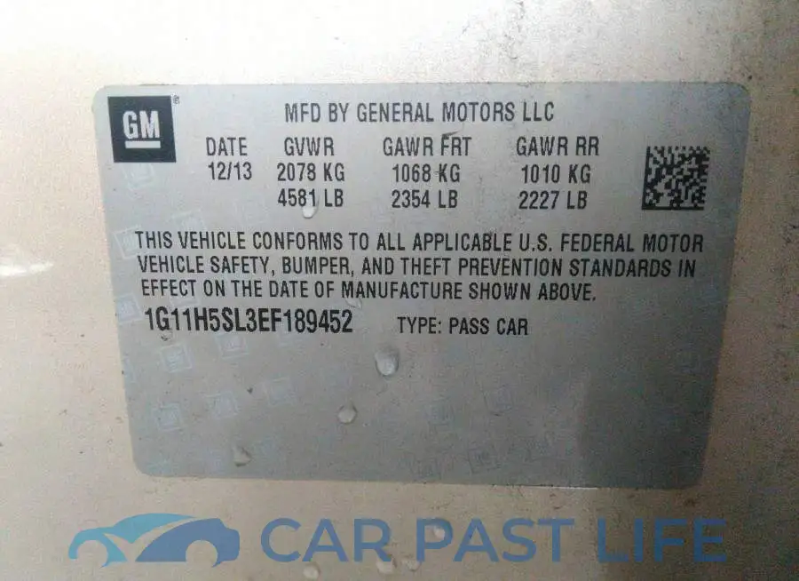 1G11H5SL3EF189452# 9