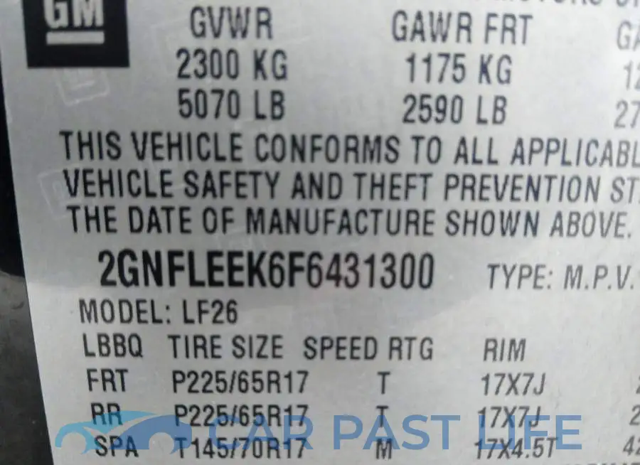 2GNFLEEK6F6431300# 9