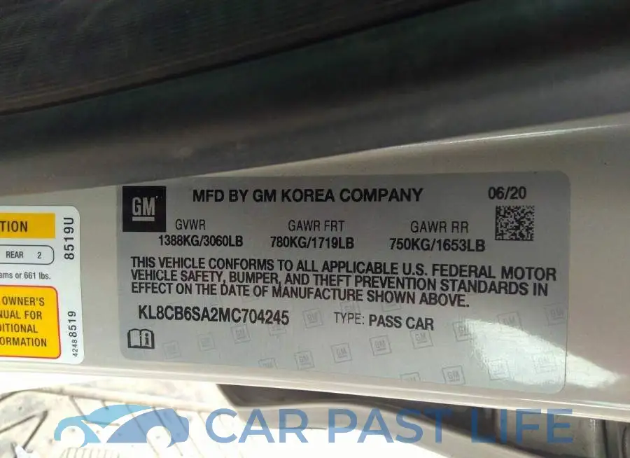 KL8CB6SA2MC704245# 9