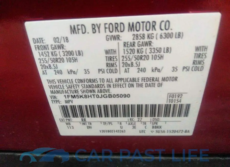1FM5K8HT0JGB05090# 9