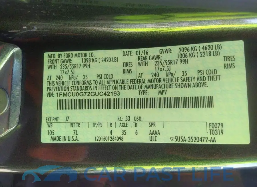1FMCU0G72GUC42193# 9
