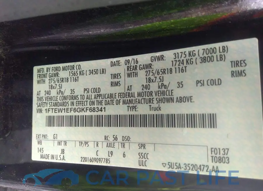 1FTEW1EF6GKF68341# 9