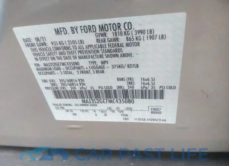 MAJ3S2GE7MC435080# 9