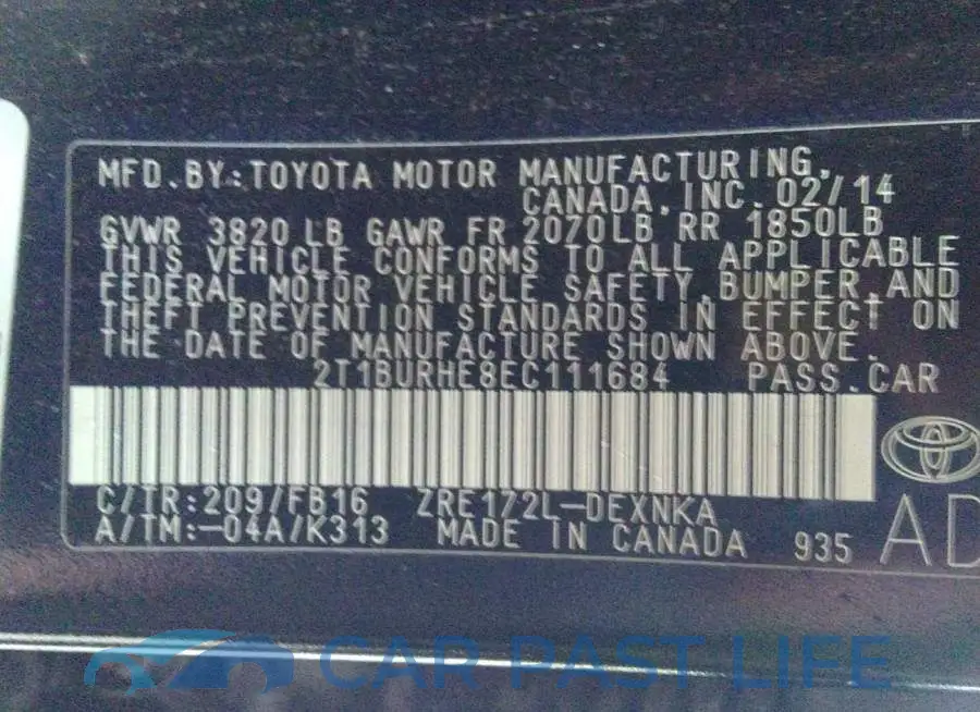 2T1BURHE8EC111684# 9