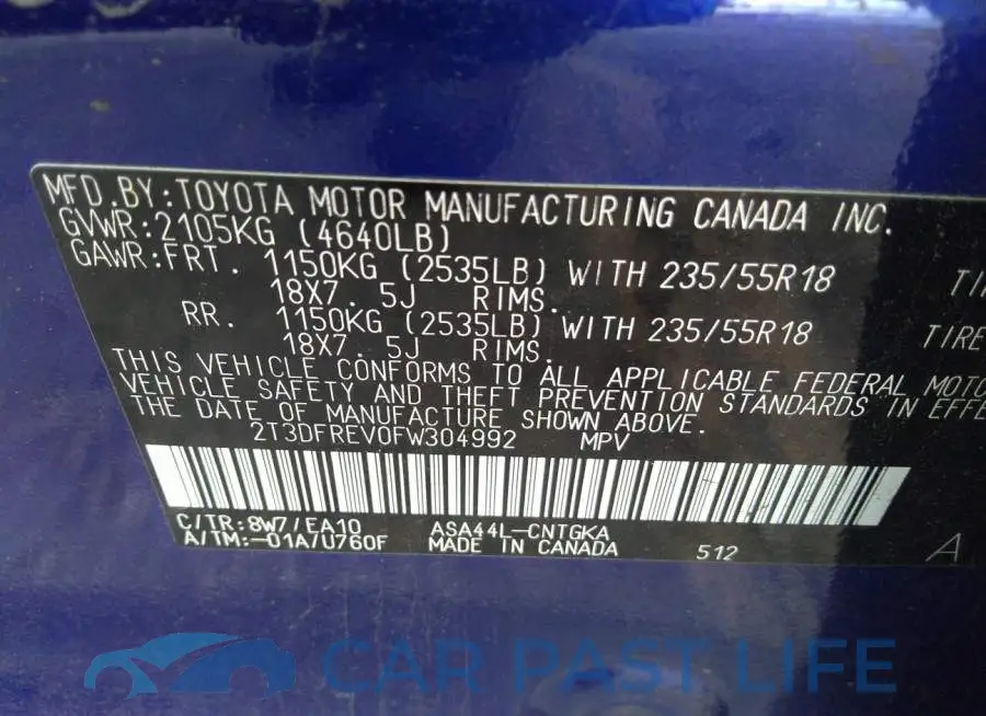 2T3DFREV0FW304992# 9