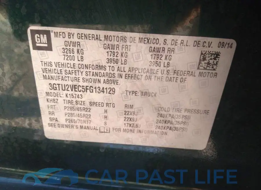 3GTU2VEC5FG134129# 9