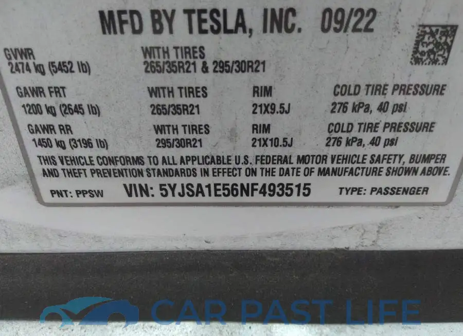 5YJSA1E56NF493515# 9