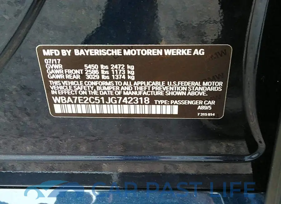 WBA7E2C51JG742318# 9