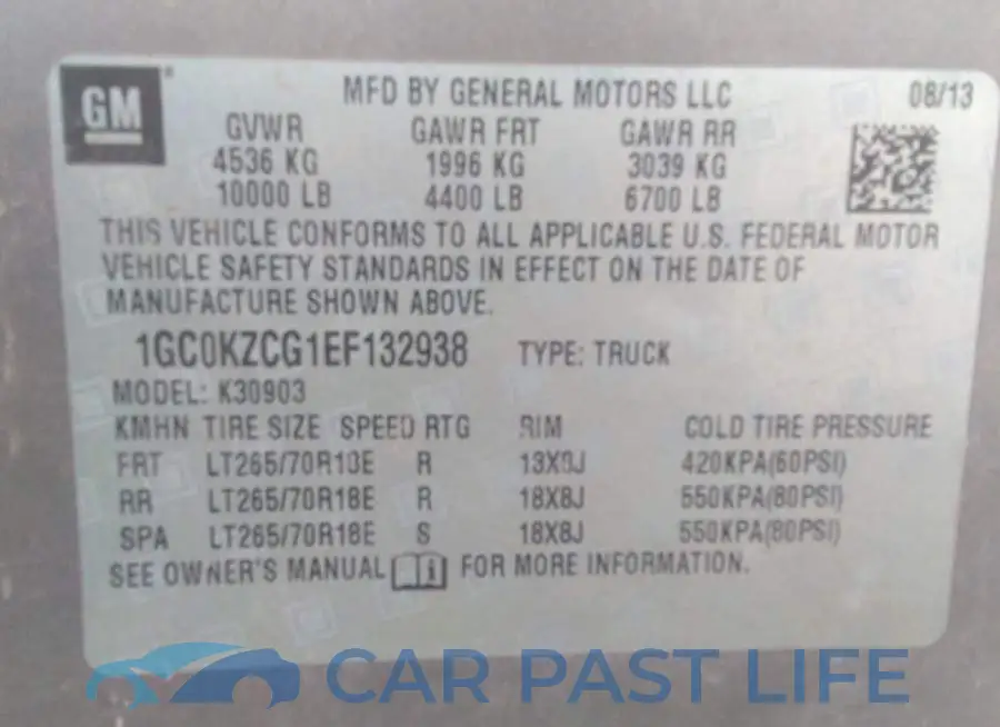 1GC0KZCG1EF132938# 9