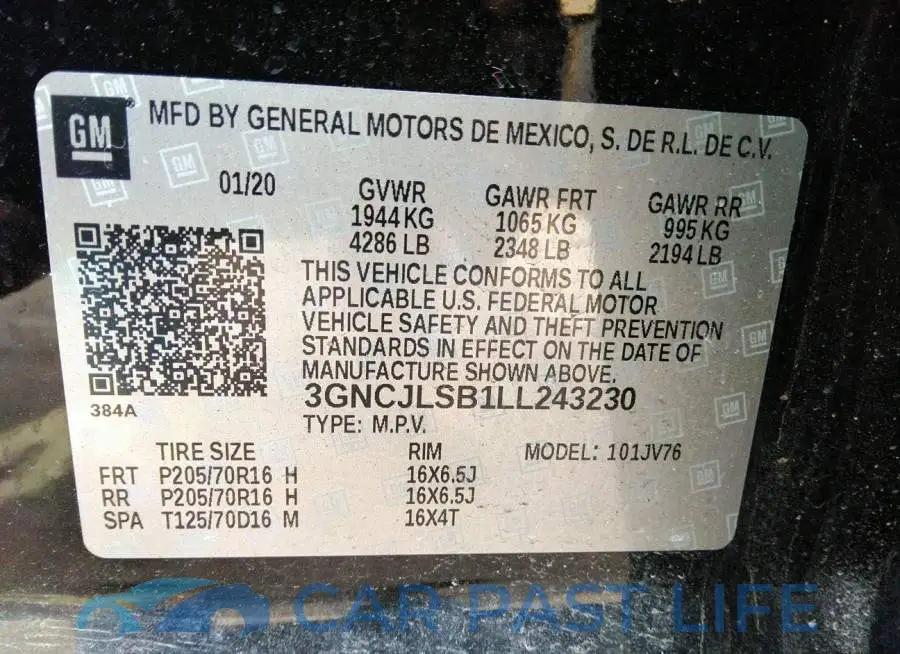 3GNCJLSB1LL243230# 9