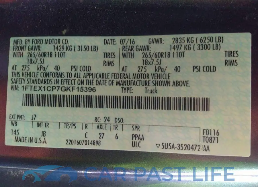 1FTEX1CP7GKF15396# 9