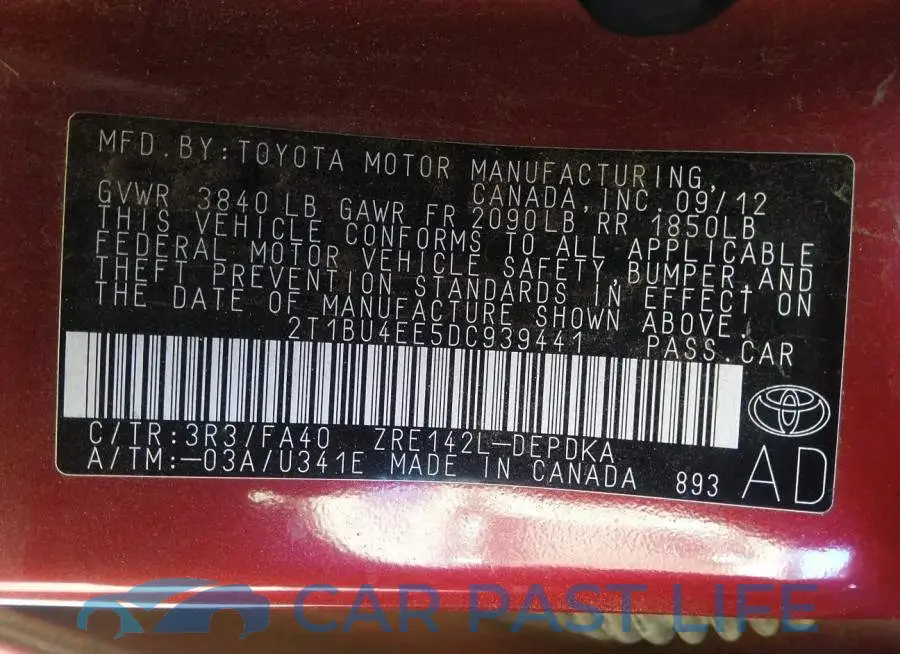 2T1BU4EE5DC939441# 9